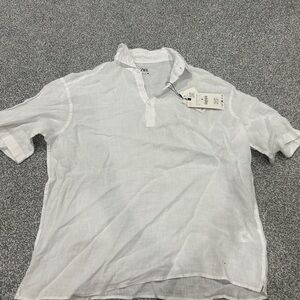 Zara White Casual Button Down Shirt